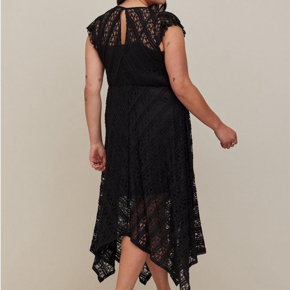 Torrid High Neck Handkerchief Midi Dress - Lace Black - Picture 2 of 8
